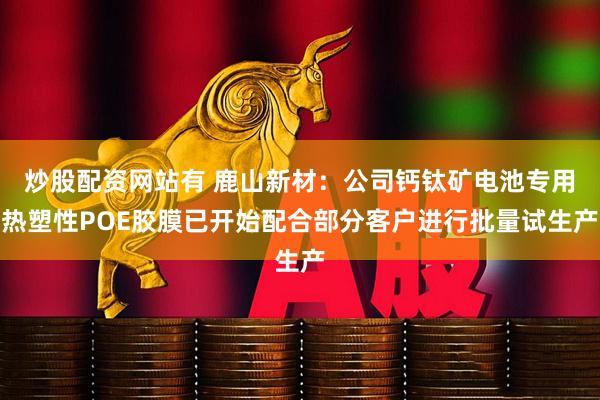 炒股配资网站有 鹿山新材：公司钙钛矿电池专用热塑性POE胶膜已开始配合部分客户进行批量试生产